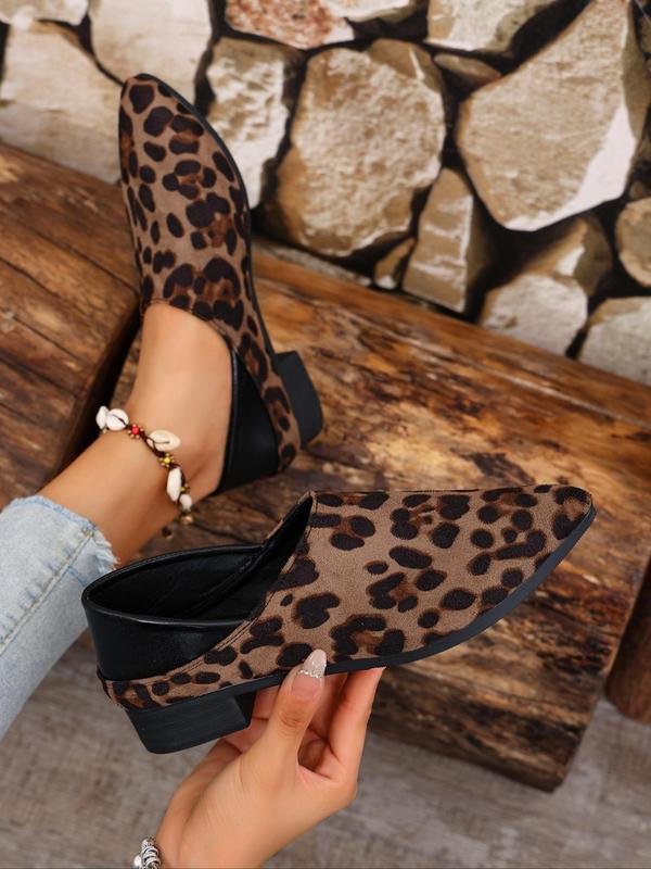 Women's Fashion Leopard Print Slip on Loafers, 2024 New Style Casual Comfortable Pointed Toe Flat Shoes for Daily Wear, Breathable Shoes for All Seasons