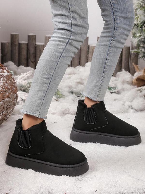 Women's Solid Color Snow Boots, Fashionable Comfortable Ankle Boots for Fall & Winter, Female All-match Round Toe Shoes for Daily Wear