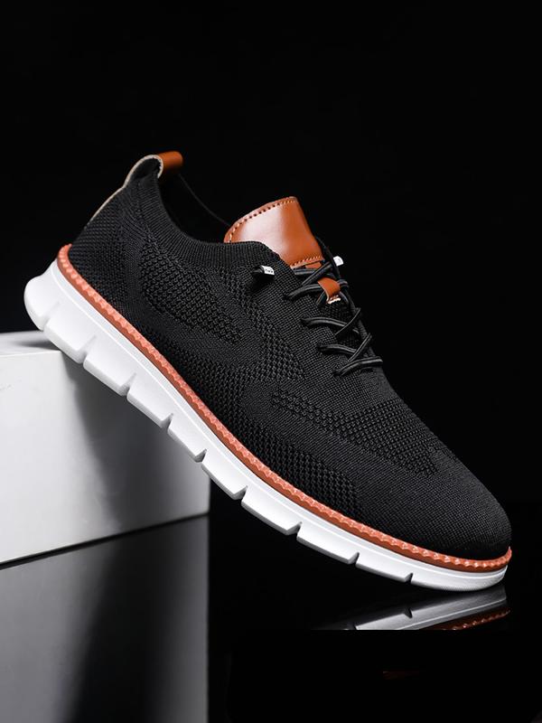 Men's Business Minimalist Lace Up Low Top Sneakers, Casual Breathable Comfortable Sports Running Designer Casual Shoes, Fashionable Lightweight Sneakers for Daily Wear