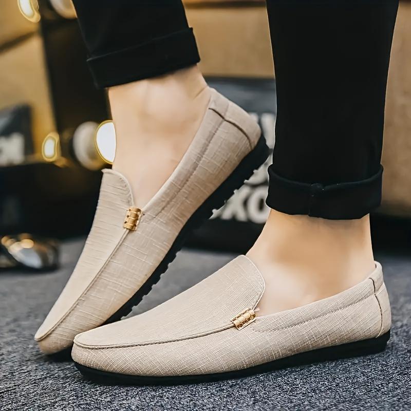 Men's Plain Canvas Loafers, Casual and Comfortable Flat Shoes, Suitable for Men Outdoor Shoes