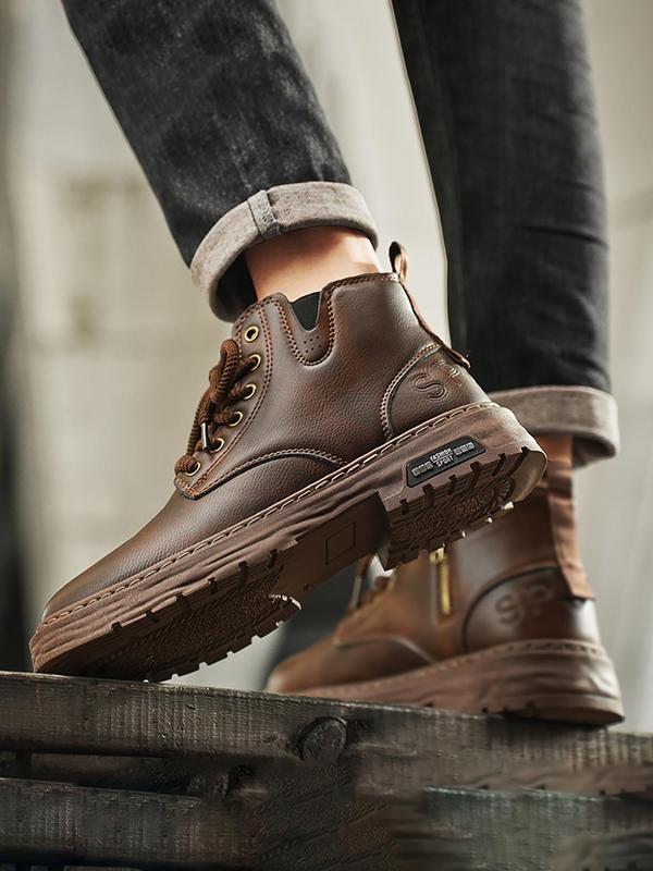 Men's Fashionable Lace Up Ankle Boots, Casual Comfortable Boots for Daily Wear, Male All-match Trendy Shoes for Daily Wear