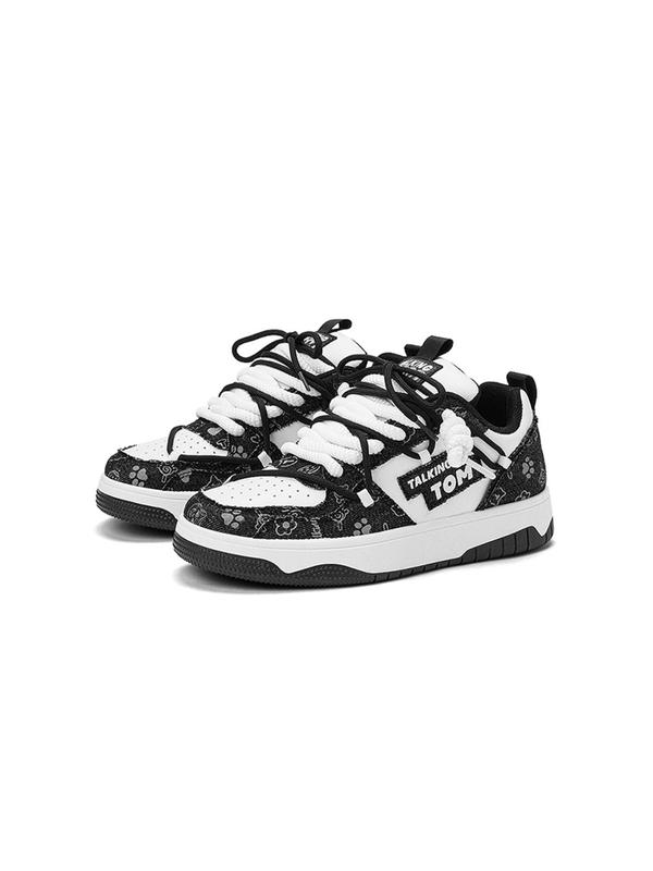 Unisex's Fashionable Patchwork Print Lace Up Skate Shoes, Casual Comfortable Breathable Low Top Shoes, Trendy All-match Skate Shoes for Daily Wear