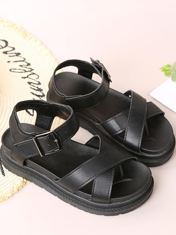 Women's Fashion Solid Color Criss Cross Strap Platform Sandals, Summer Casual Comfortable Sandals for Girl, Female Walking Shoes for Back To School Beach Vacation