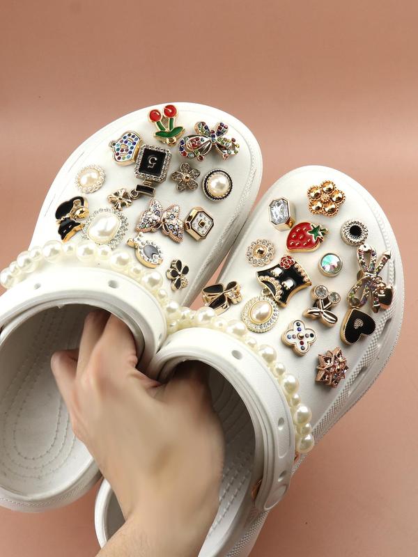 Heart & Flower & Butterfly & Cat Design Clogs Ornaments, 30pcs set(Random Style1  Style 2 Shipped) Cute Shoes Decorations, Fashionable Shoes Accessories Gift