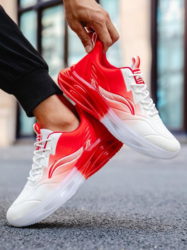 Men's Letter & Ombre Print Lace Up Running Shoes, Casual Sporty Breathable Comfortable Sneakers, Non-slip Sneakers for Daily Wear