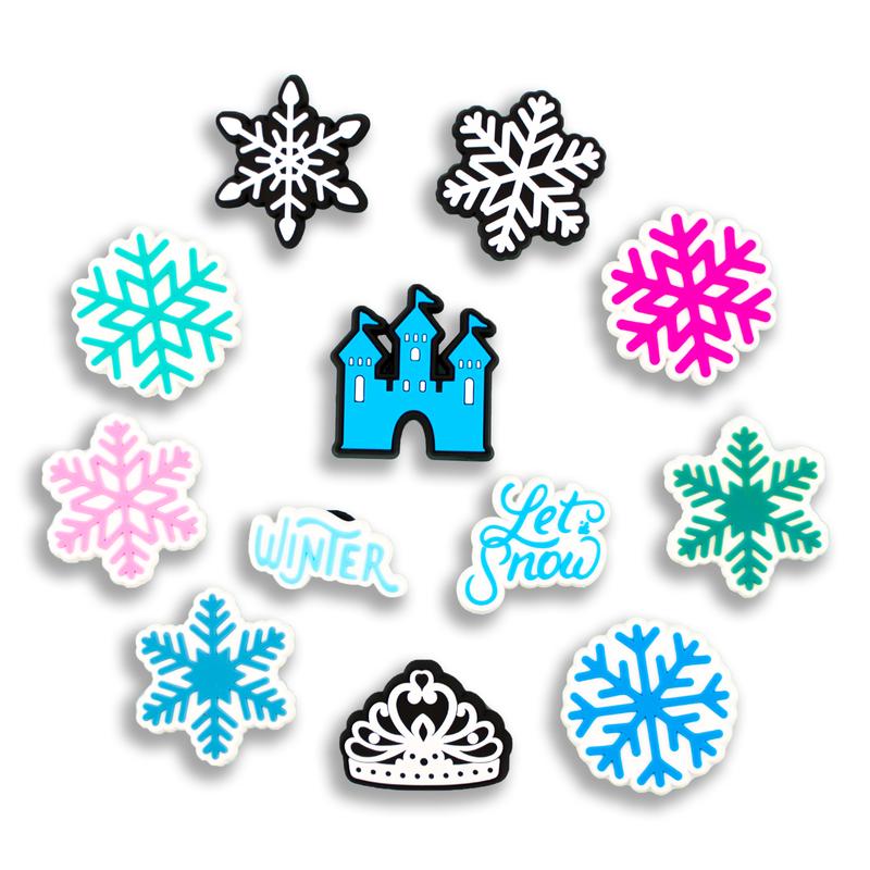 Snowflake Shoe Charms Snow 12PCS PVC Clog Pins Accessories Party Favors Birthday Gifts Holidays Decoration for Boys Women Girls