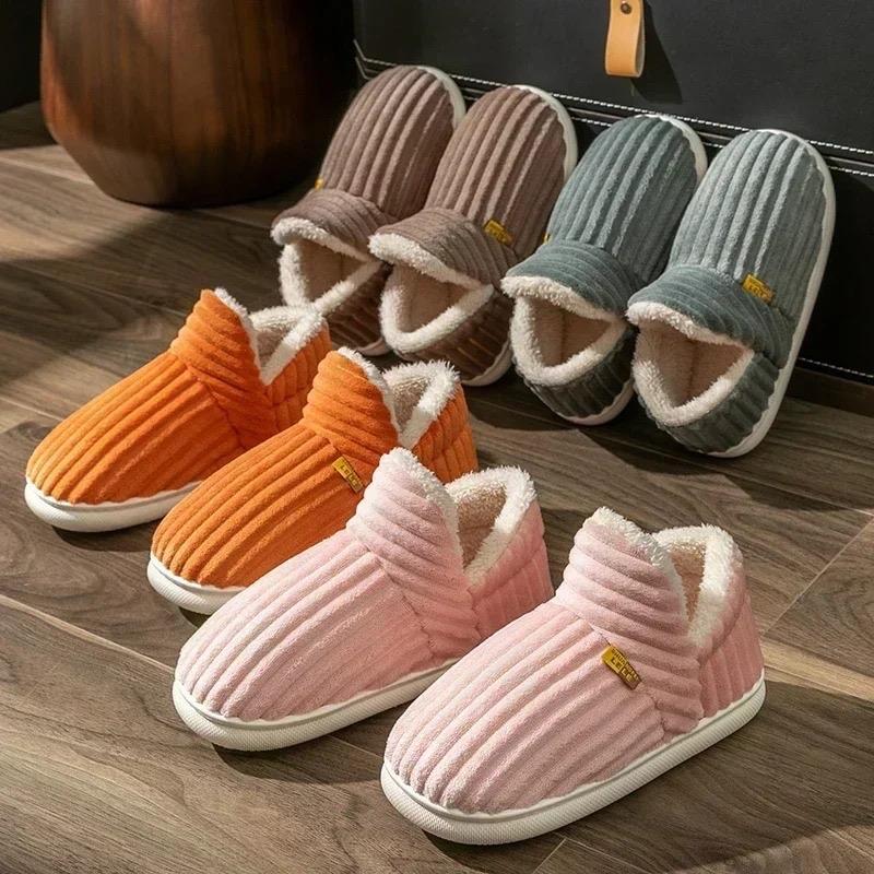 New Fur Slippers For Women Men Winter Furry Fashion Warm Ankles Plush Cozy Slides For Home Indoor Soft Sole Cotton Shoes Girl Footwear