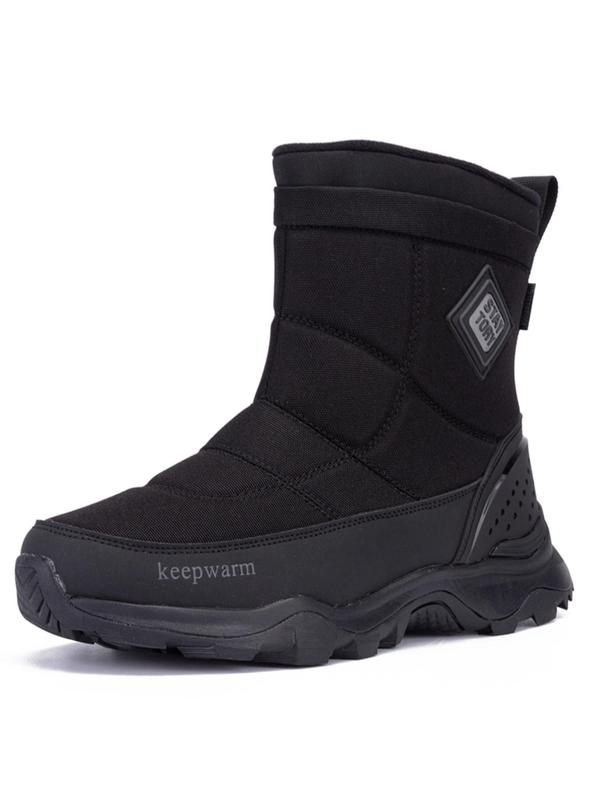 Men's 1 Pair Fashionable Plain Zip Side Mid-calf Boots, Casual Outdoor Waterproof Warm Boots, Versatile Anti-slip Boots