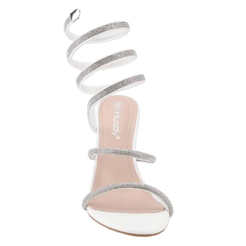 Belovely Women Rhinestone Spiral Ankle Wrap Strap High Heels Sandals fall heels prom heels daily wear