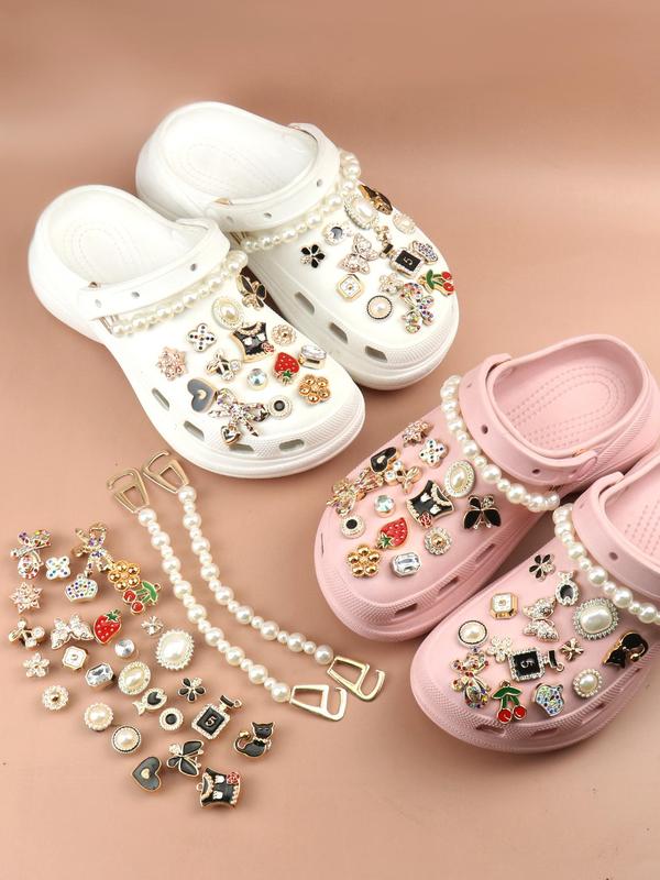 Heart & Flower & Butterfly & Cat Design Clogs Ornaments, 30pcs set(Random Style1  Style 2 Shipped) Cute Shoes Decorations, Fashionable Shoes Accessories Gift