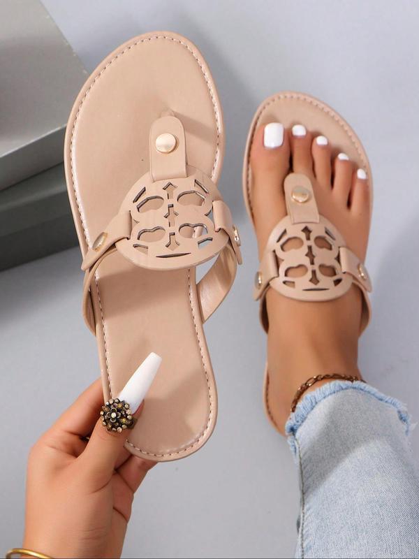 Women's Fashionable Hollow Out Design Slide Sandals, Casual Comfortable Flat Sandals for Summer, Lightweight Breathable Shoes for Daily Wear