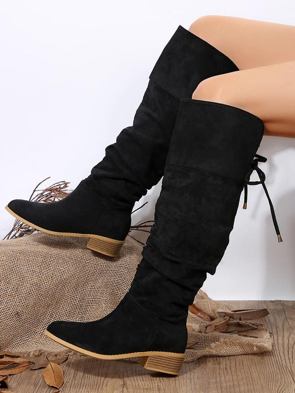 Women's Fashionable Solid Color Pointed Toe Knee Boots, Casual Western Style Walking Shoes for Daily Wear, Trendy All-match Footwear for Fall & Winter,  Boots for Winter