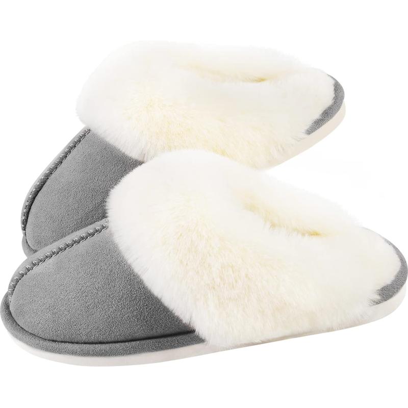 Women's Winter Slippers Fuzzy Warm Comfy Faux Fur Slip-on Fluffy Bedroom House Shoes Memory Foam Suede Cozy Plush Breathable Anti-Slip Indoor & Outdoor Winter