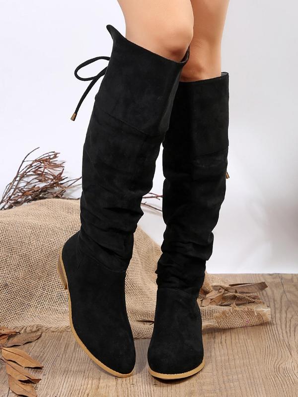 Women's Fashionable Solid Color Pointed Toe Knee Boots, Casual Western Style Walking Shoes for Daily Wear, Trendy All-match Footwear for Fall & Winter,  Boots for Winter