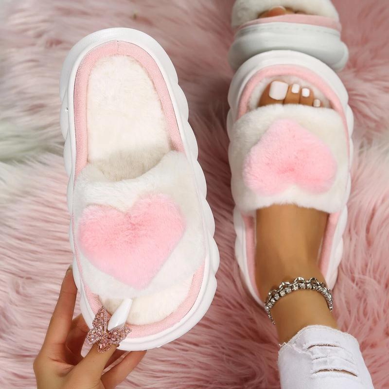 Heart Cotton Slippers for Women - Cozy Bedroom Slippers in Cute Design