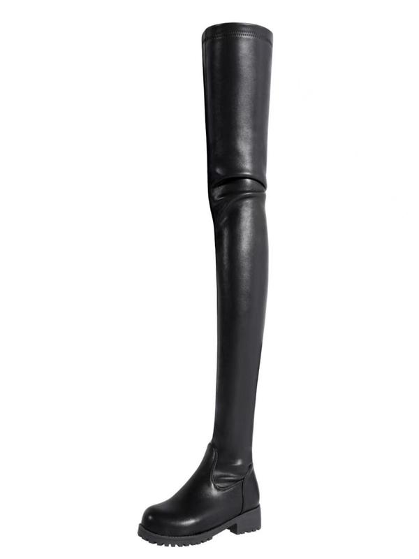 Women's Solid Color Fashionable Over-the-Knee Boots, Stylish Round Toe Boots for Daily Wear, Trendy All-match Boots for Women & Girls Thigh High Boots