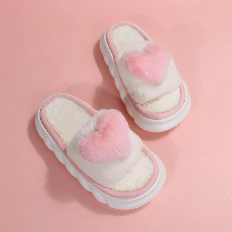 Heart Cotton Slippers for Women - Cozy Bedroom Slippers in Cute Design