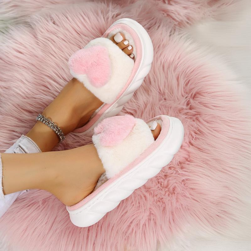 Heart Cotton Slippers for Women - Cozy Bedroom Slippers in Cute Design