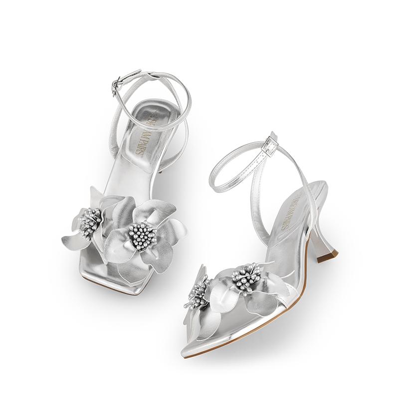 Dream Pairs Women's Flower Kitten Heel Sandals