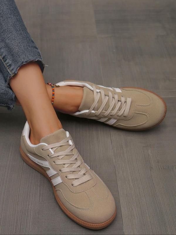 Women's Fashionable Patchwork Lace Up Low Top Casual Sneakers, Casual Comfortable Sports Shoes for Daily Wear, Female All-match Round Toe Shoes for Fall