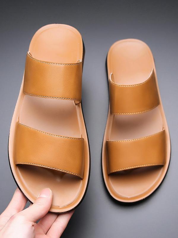 Men's Casual Plain Soft Microfiber Leather Slippers, Non-slip Slippers for Indoor Outdoor Wear, Comfortable Silent Anti-slip Home Slippers for Summer