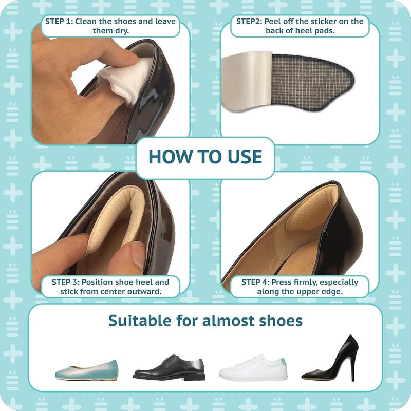 6 pairs of flexible heel pads for women's shoes, cushioning for better fit, comfort, and protection.