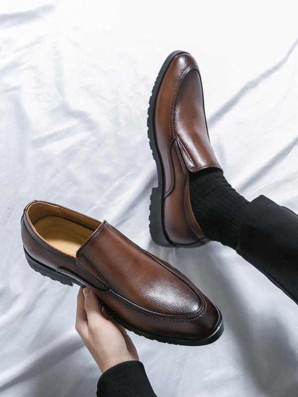 Men's Business Style Solid Color Slip on Dress Shoes, Fashionable Comfortable Loafers for Work Office, Casual Trendy Shoes for Daily Wear