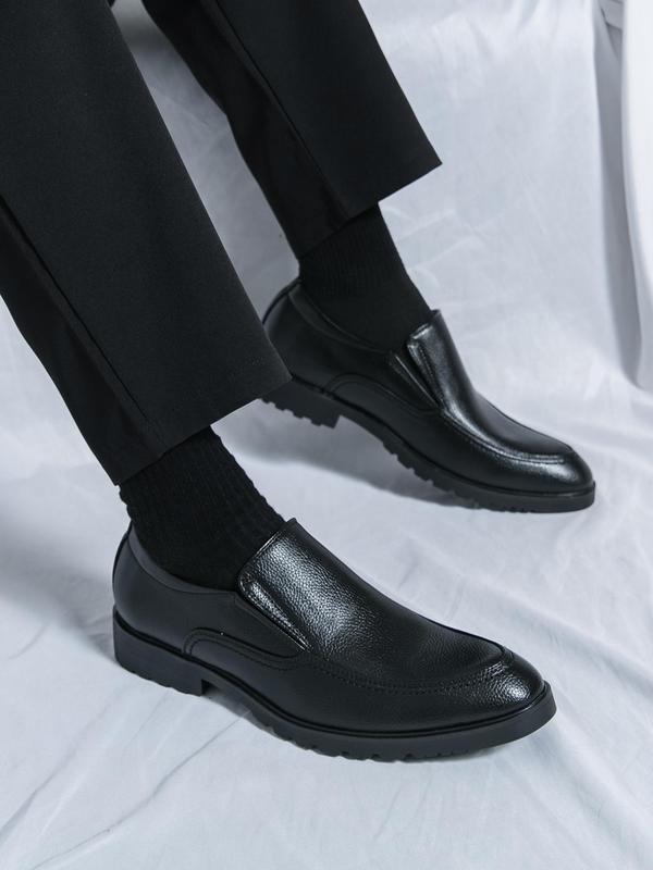 Men's Business Style Solid Color Slip on Dress Shoes, Fashionable Comfortable Loafers for Work Office, Casual Trendy Shoes for Daily Wear