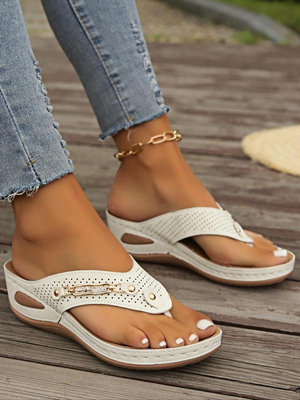 Women's Fashionable Plain Color Wedge Sandals, Casual Comfortable Platform Sandals for Beach, Outdoor, Daily Wear