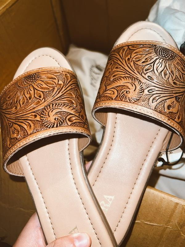 Tooled leather sandals