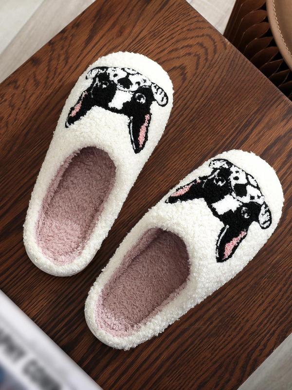 Women's Cute Cartoon Dog Pattern Plush Slippers, Soft Comfortable Home Slippers, Cute House Slippers for Women, Warm Slippers for Indoor & Outdoor Use for All Seasons