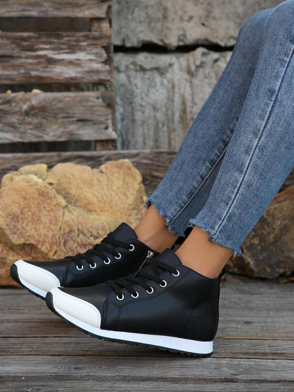 Fashionable Side Zipper High Top Sneakers, Casual Comfortable Sports Shoes for Daily Wear, Female All-match Round Toe Shoes for Daily Wear