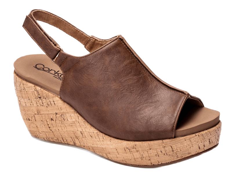 CORKYS WEEKEND PLANS WEDGE SANDALS - BROWN