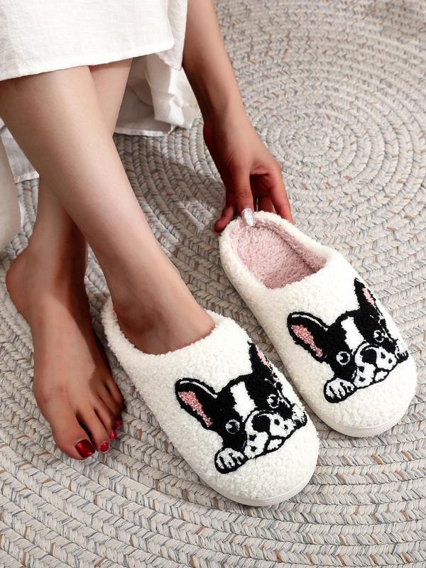 Women's Cute Cartoon Dog Pattern Plush Slippers, Soft Comfortable Home Slippers, Cute House Slippers for Women, Warm Slippers for Indoor & Outdoor Use for All Seasons