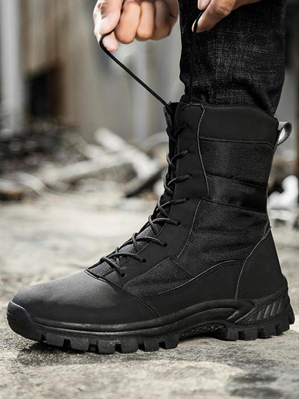 Men's 2024 Summer Street Trend Minimalist Mid-calf Boots, Trendy Sporty Combat Boots for Fall & Winter, Outdoor Sporty Winter Shoes for Men, Boy's Comfort Walking Shoes, Footwear Ankle Boots Men