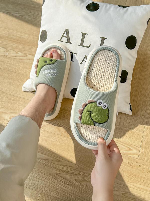 Men's Cute Cartoon Dinosaur Design Slides, Casual Soft Comfortable Home Slippers, Non-slip Slippers for Indoor & Outdoor Wear