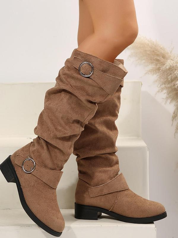 Women's Fashionable Solid Color Knee High Boots, Casual Comfortable  Slouchy Boots  for Fall & Winter, Female All-match Trendy Shoes for Daily Wear