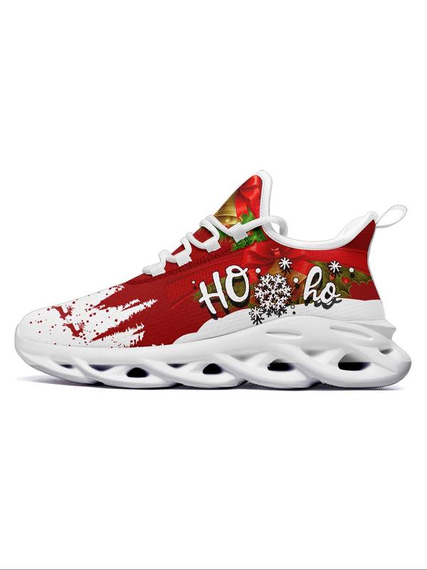 Men's Christmas Themed Print Lace Up High Top Sneakers, Casual Comfortable Sports Shoes for Daily Wear, Male All-match Round Toe Walking Shoes for Daily Wear