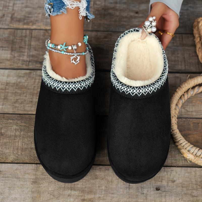 Women's Cozy Slip-On Flats - Casual Indoor Outdoor Shoes with Soft Sole, Plush Lining & Non-Slip EVA Sole