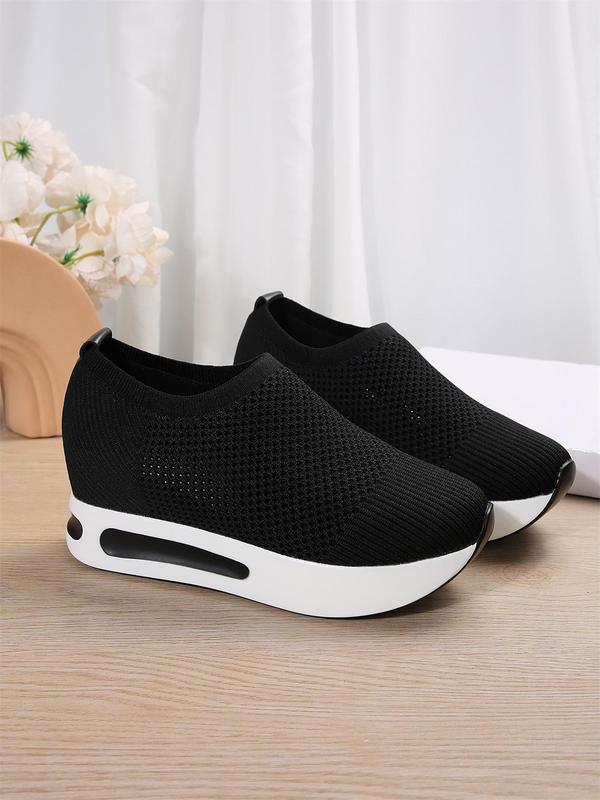 Women's Mesh Breathable Lightweight Slip on Sneakers, Casual Comfortable Sports Running Shoes for Women, All-match Round Toe Wedge Sneakers for Daily Wear