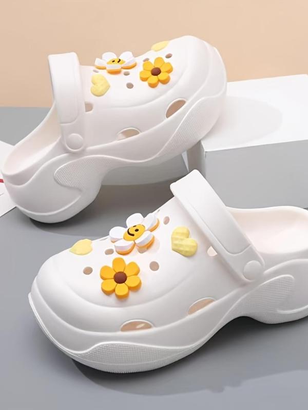 Cute Flowers & Hearts Design Shoes Decorations, Novelty Shoes Decorations for Vented Clogs, Fashionable Shoes Accessories for Women & Girls