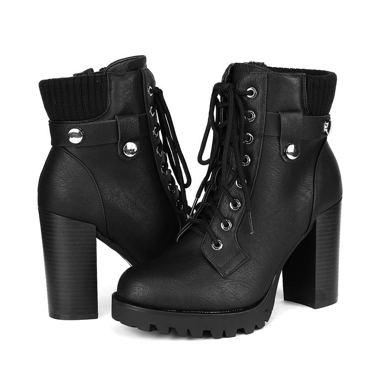 Dream Pairs Women's Chunky High Heel Ankle Boots