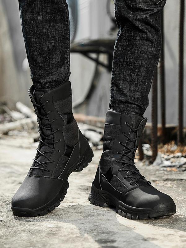 Men's 2024 Summer Street Trend Minimalist Mid-calf Boots, Trendy Sporty Combat Boots for Fall & Winter, Outdoor Sporty Winter Shoes for Men, Boy's Comfort Walking Shoes, Footwear Ankle Boots Men