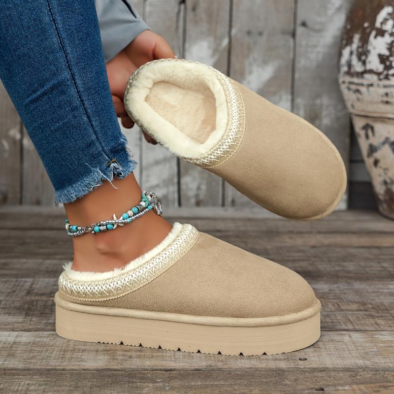 Women's Cozy Slip-On Flats - Casual Indoor Outdoor Shoes with Soft Sole, Plush Lining & Non-Slip EVA Sole