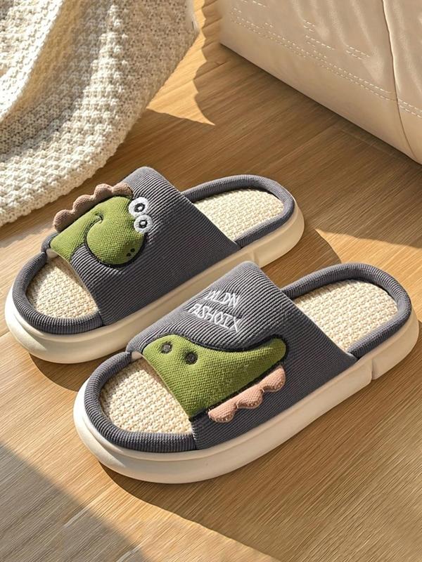 Men's Cute Cartoon Dinosaur Design Slides, Casual Soft Comfortable Home Slippers, Non-slip Slippers for Indoor & Outdoor Wear