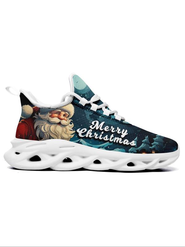 Men's Christmas Themed Print Lace Up High Top Sneakers, Casual Comfortable Sports Shoes for Daily Wear, Male All-match Round Toe Walking Shoes for Daily Wear