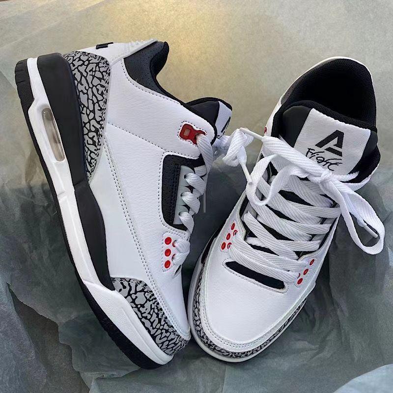 Hong Kong Retro Air Cushion White Shoes Men's All-Match Black and White Panda Couple Jogging Sneaker Trendy Comfortable