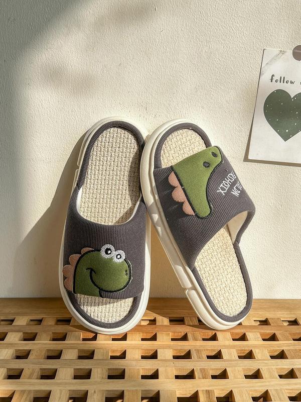 Men's Cute Cartoon Dinosaur Design Slides, Casual Soft Comfortable Home Slippers, Non-slip Slippers for Indoor & Outdoor Wear