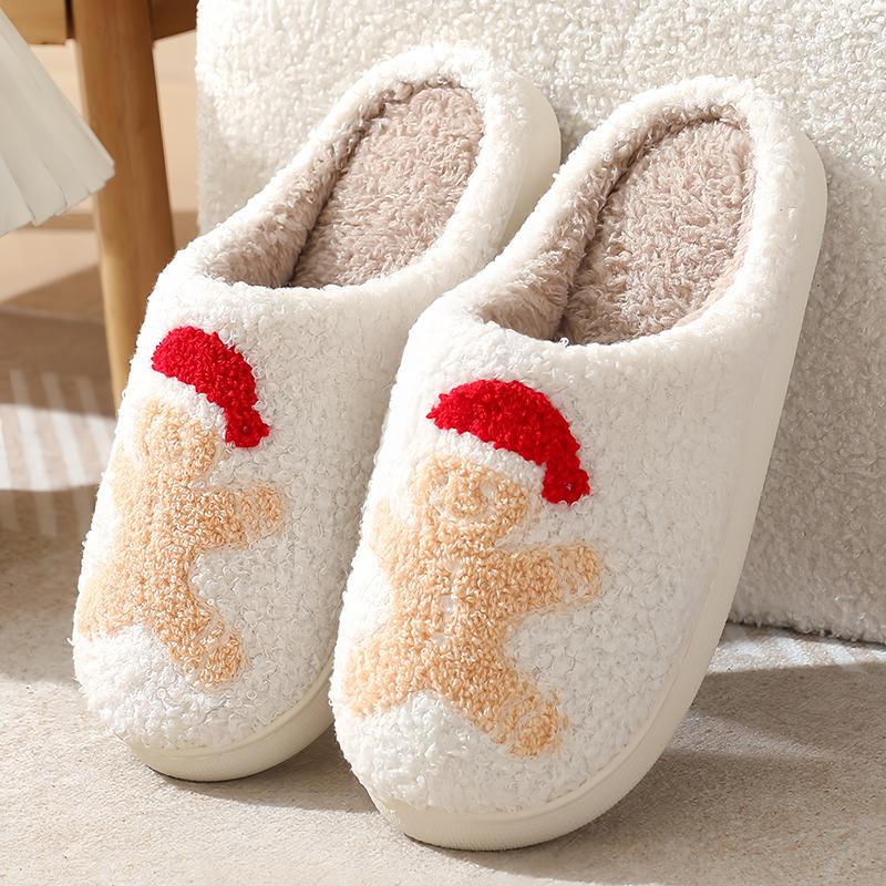 Women's Cute Cozy Christmas Plush Slippers, Warm Slipper Cotton Soft Comfortable Indoor House Slippers for Winter & Spring