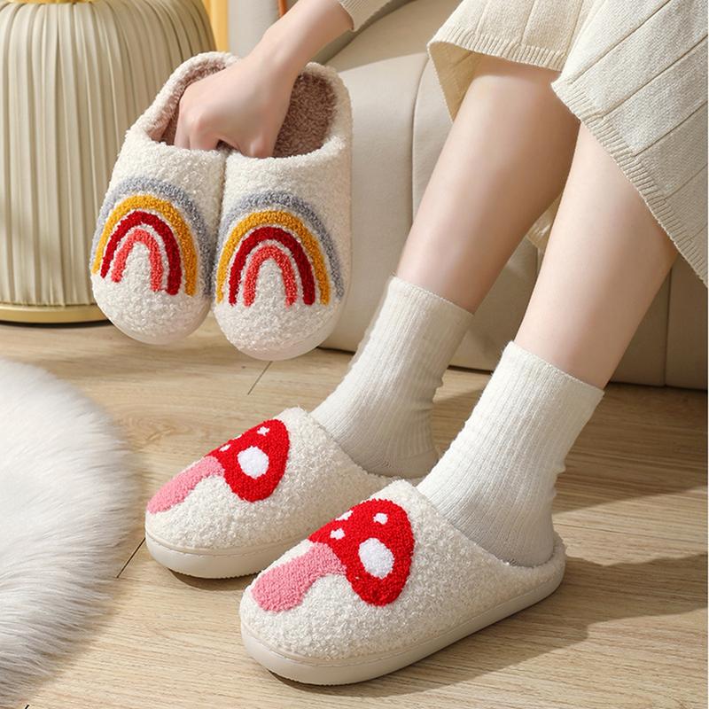 Women Fuzzy Cartoon Pattern Cotton Slippers, Memory Foam Fluffy Slippers, Cozy House Slippers, Indoor Outdoor Home Shoes